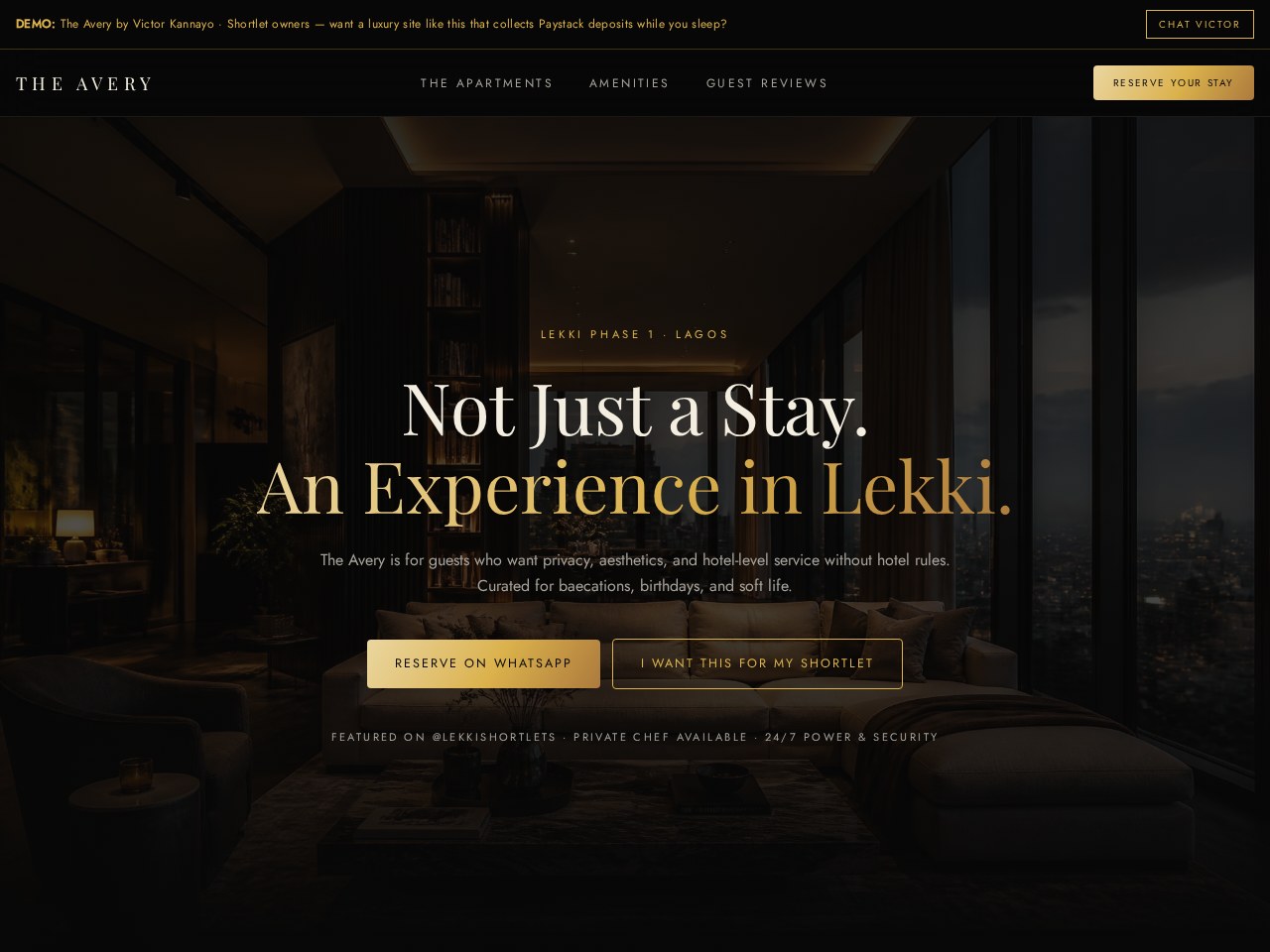 The Avery Lekki luxury apartment website